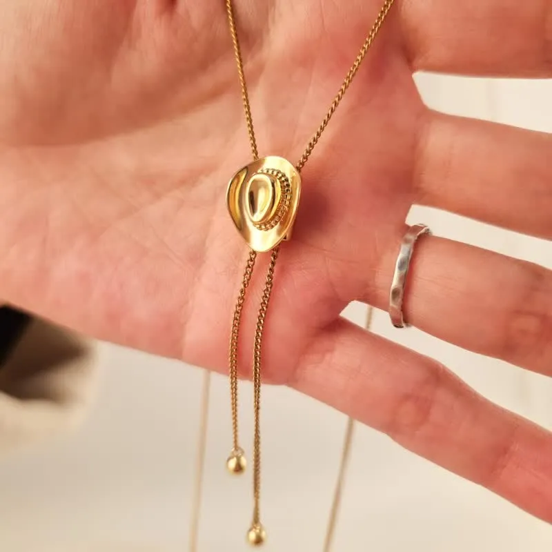Custom Initial Western Cowboy Hat-Shape Pendant Necklace sold by FloralTrip