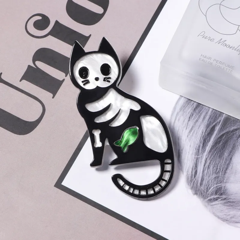 Halloween Handmade Petite Cat Acrylic Brooch sold by FloralTrip