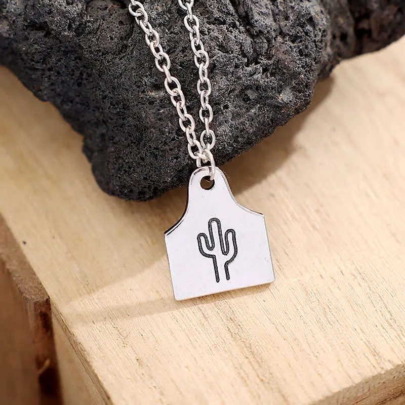 Custom Silver Mini Cattle Tag Initial Stainless Steel Necklace sold by FloralTrip product image thumbnail 5