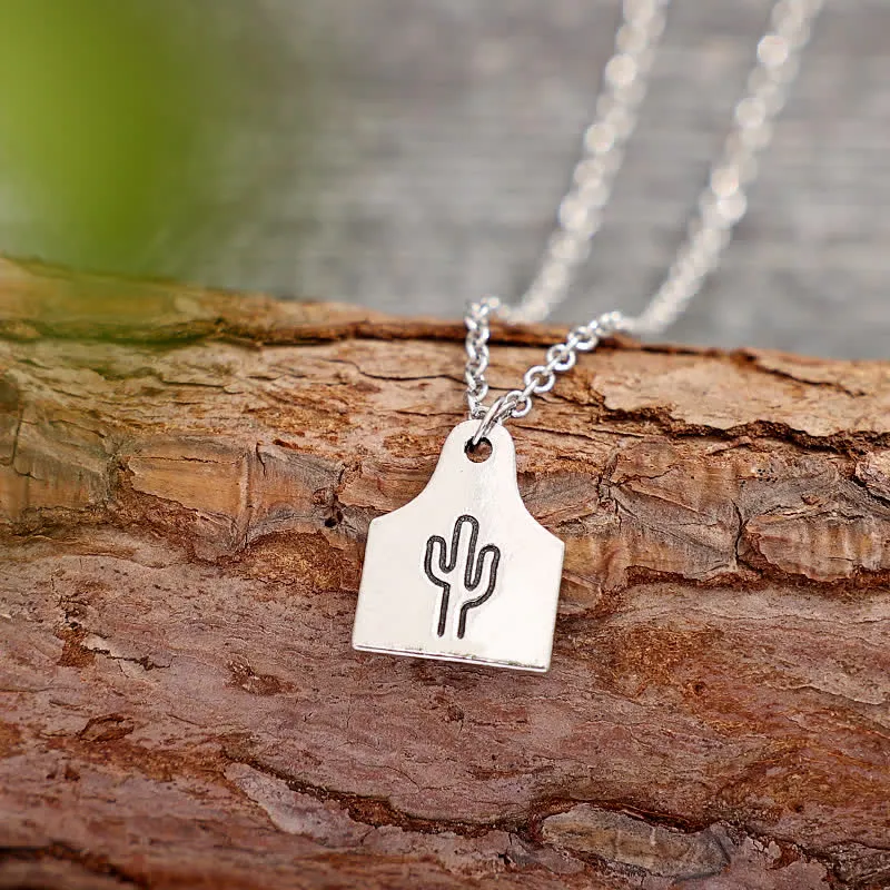 Custom Silver Mini Cattle Tag Initial Stainless Steel Necklace sold by FloralTrip product image thumbnail 2