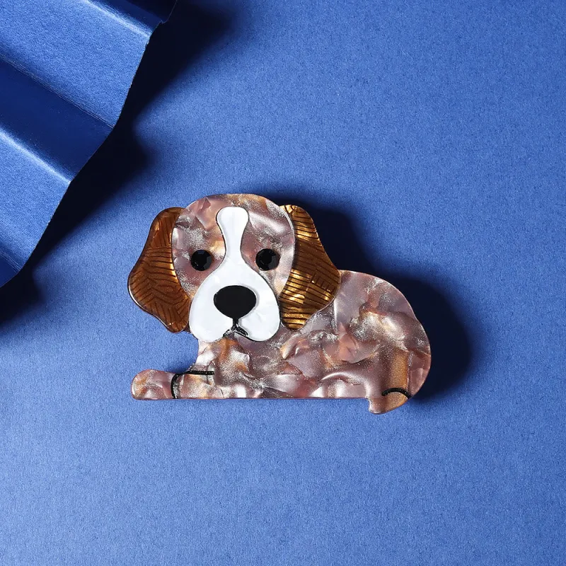 Handmade Cute Little Dog Acrylic Brooch sold by FloralTrip