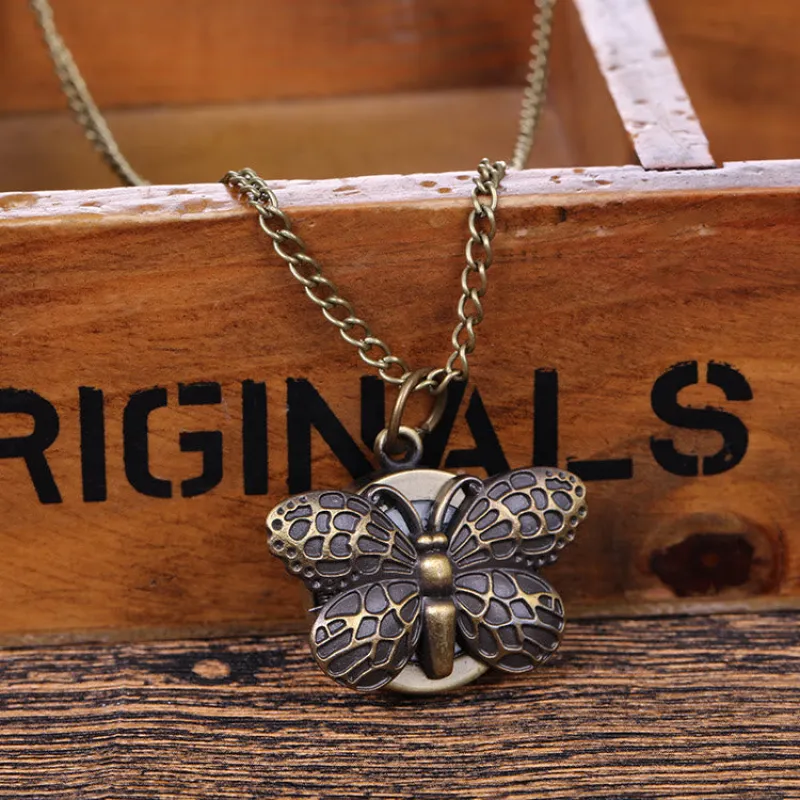 Retro Creative Butterfly Shaped Flip Quartz Pocket Watch sold by FloralTrip