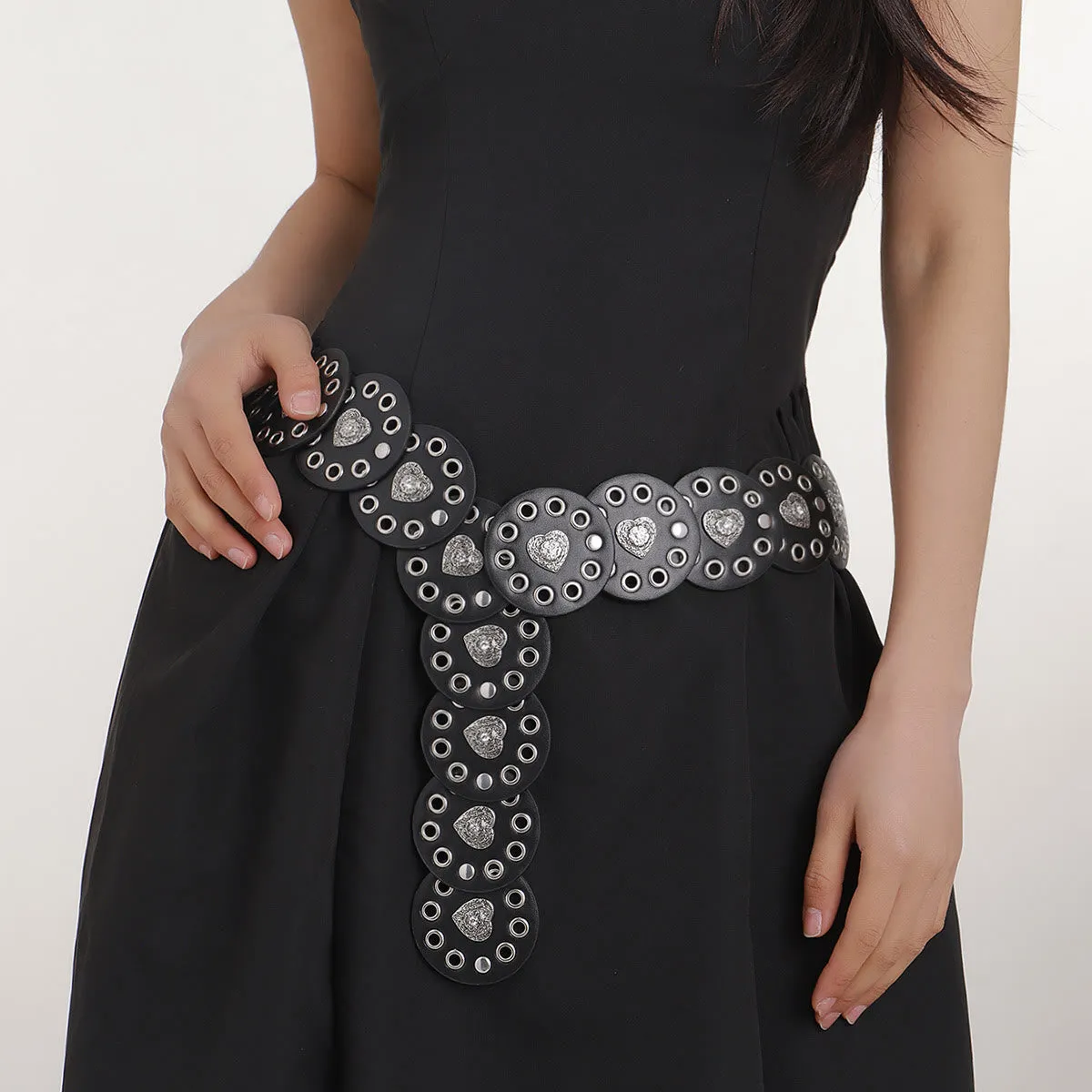 Black&Reddish Brown Exquisite Round Hollow Women's Leather Belt sold by FloralTrip product image thumbnail 2