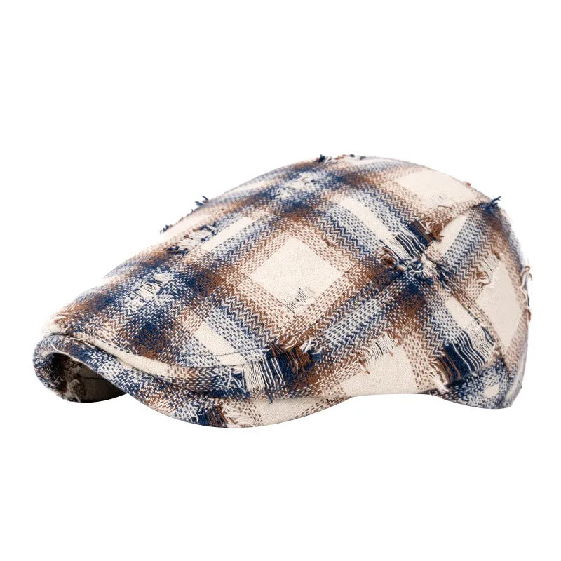 Autumn & Winter Broken Edge Vintage Plaid Beret Hat sold by FloralTrip