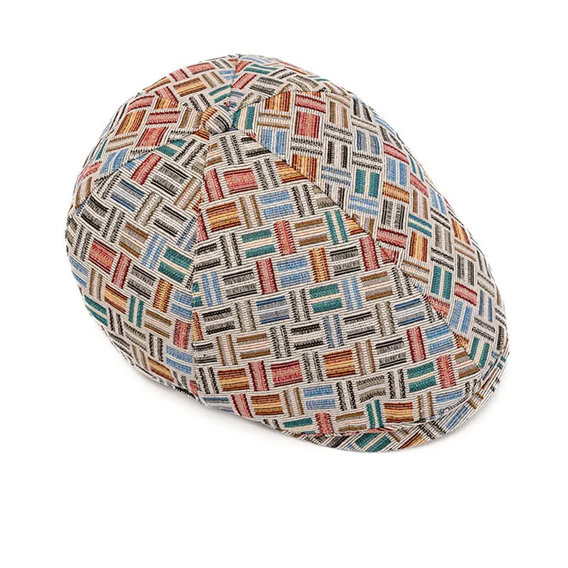 Artistic Retro Colored Jacquard Checkered Beret Hat sold by FloralTrip product image thumbnail 3