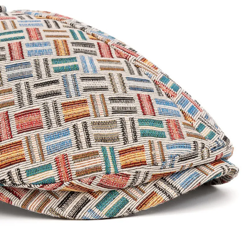 Artistic Retro Colored Jacquard Checkered Beret Hat sold by FloralTrip product image thumbnail 4