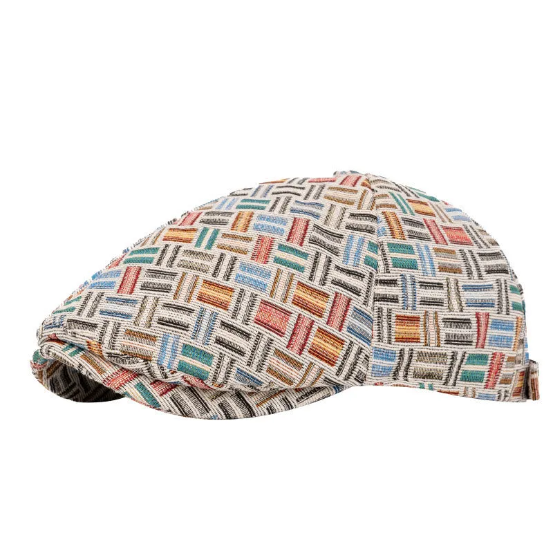 Artistic Retro Colored Jacquard Checkered Beret Hat sold by FloralTrip