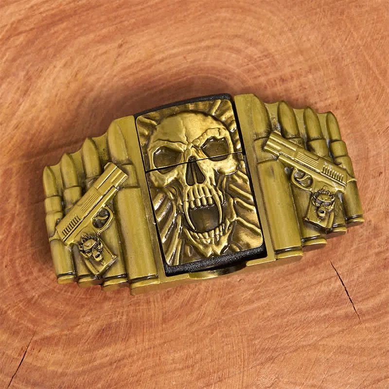 Men's DIY Bronze Scary Skull Head Leather Belt With Hidden Lighter sold by FloralTrip product image thumbnail 4