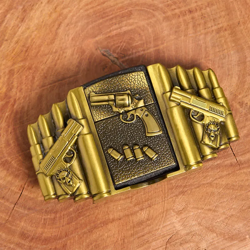Men's DIY Bronze Loaded Gun Pattern Leather Belt With Hidden Lighter sold by FloralTrip product image thumbnail 4