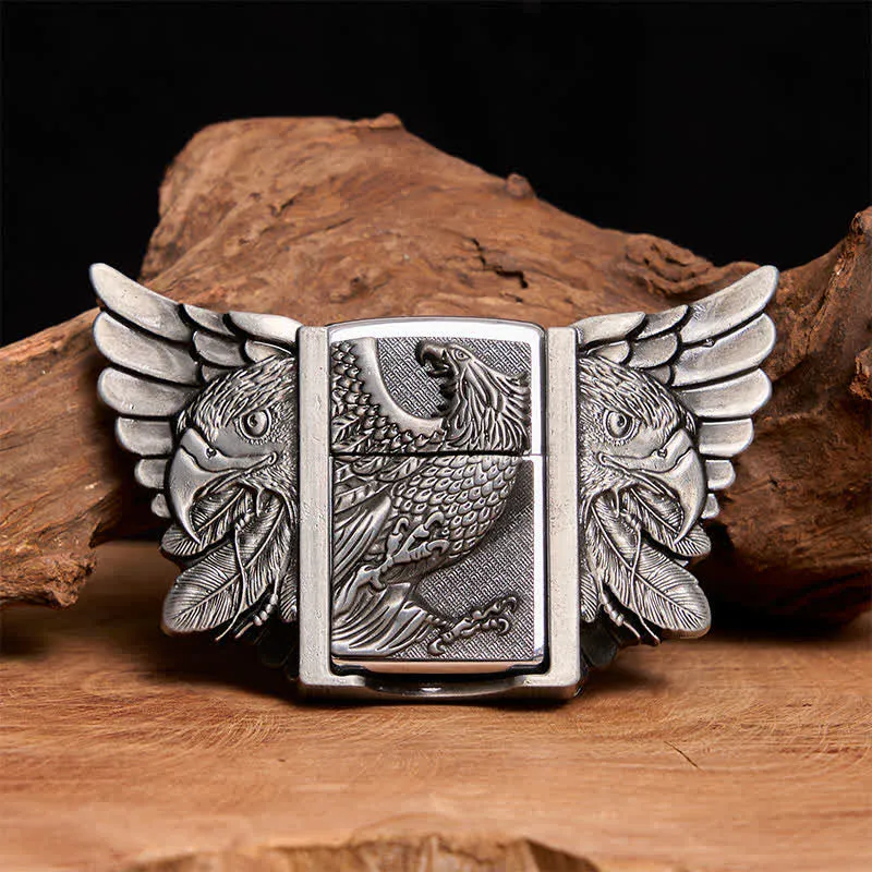 Men's DIY Silver Vulture Leather Belt with Hidden Lighter sold by FloralTrip