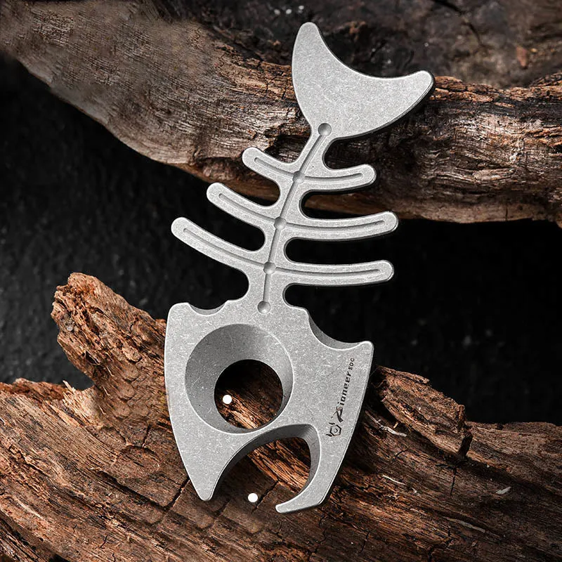 Titanium Alloy EDC-Tool Fishbone Shaped Bottle Opener Keychain sold by FloralTrip product image thumbnail 2