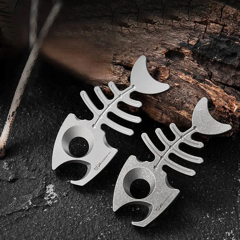 Titanium Alloy EDC-Tool Fishbone Shaped Bottle Opener Keychain sold by FloralTrip