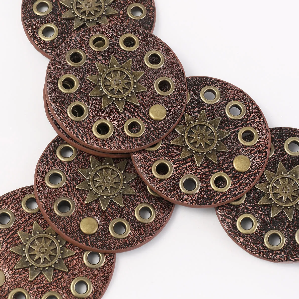 Coffee Colored Retro Street Hollow Circular Women's Leather Belt sold by FloralTrip product image thumbnail 5