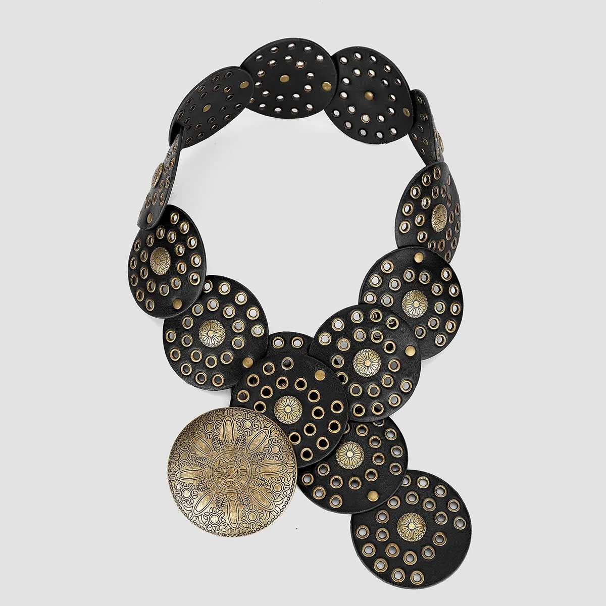 Retro Western Style Exaggerated Circular Hollow Women's Leather Belt sold by FloralTrip product image thumbnail 3