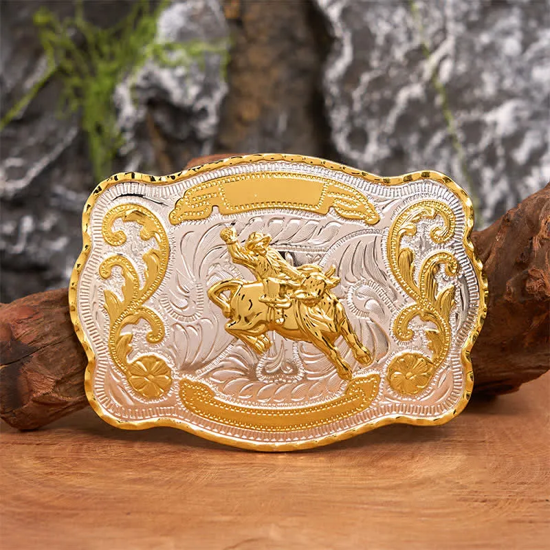 Gold Horseback Riding DIY Western Cowboy Buckle Leather Belt sold by FloralTrip