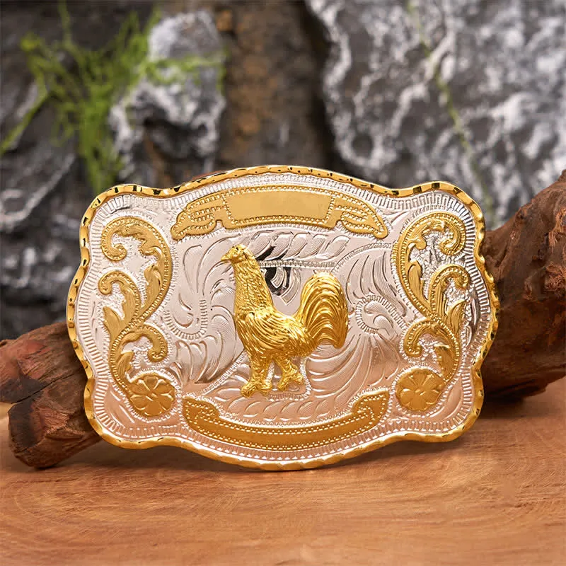 Gold Rooster DIY Western Cowboy Buckle Leather Belt sold by FloralTrip