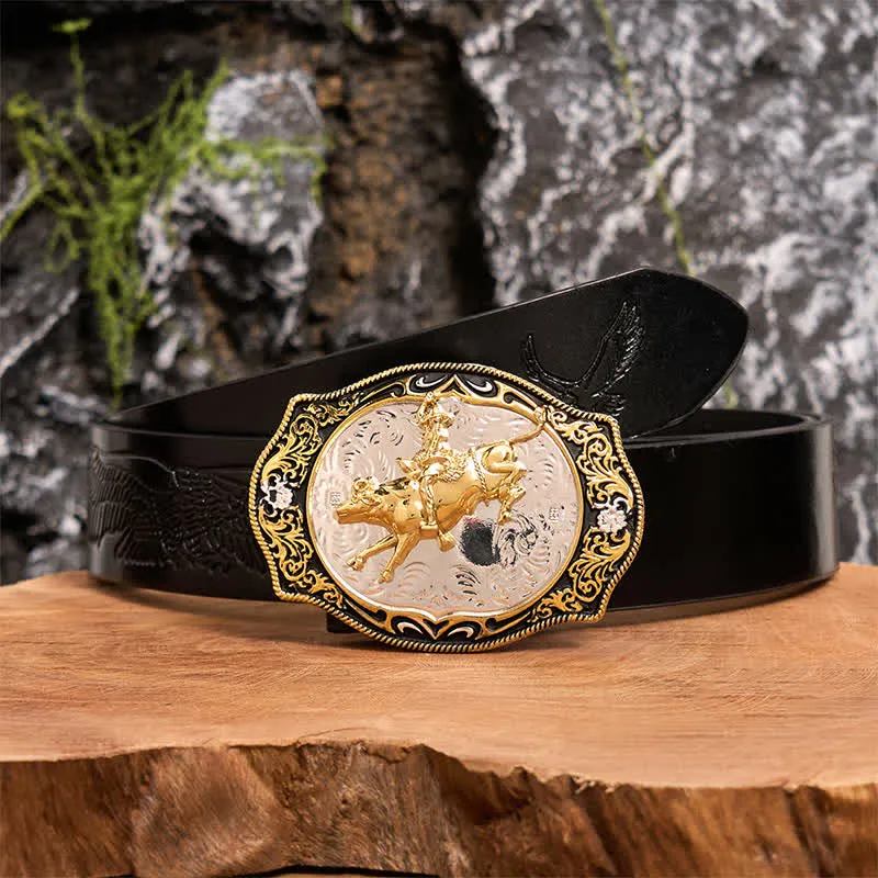 Gold & Black DIY Western Horse Riding Knight Cowboy Buckle Leather Belt sold by FloralTrip product image thumbnail 2