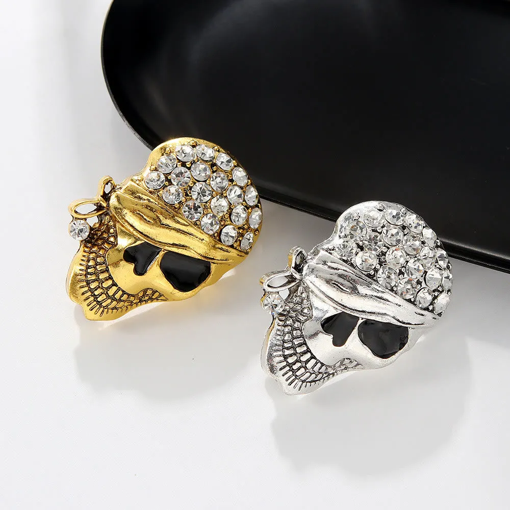 Halloween Funny Diamond Pirate Skull Brooch Accessory sold by FloralTrip