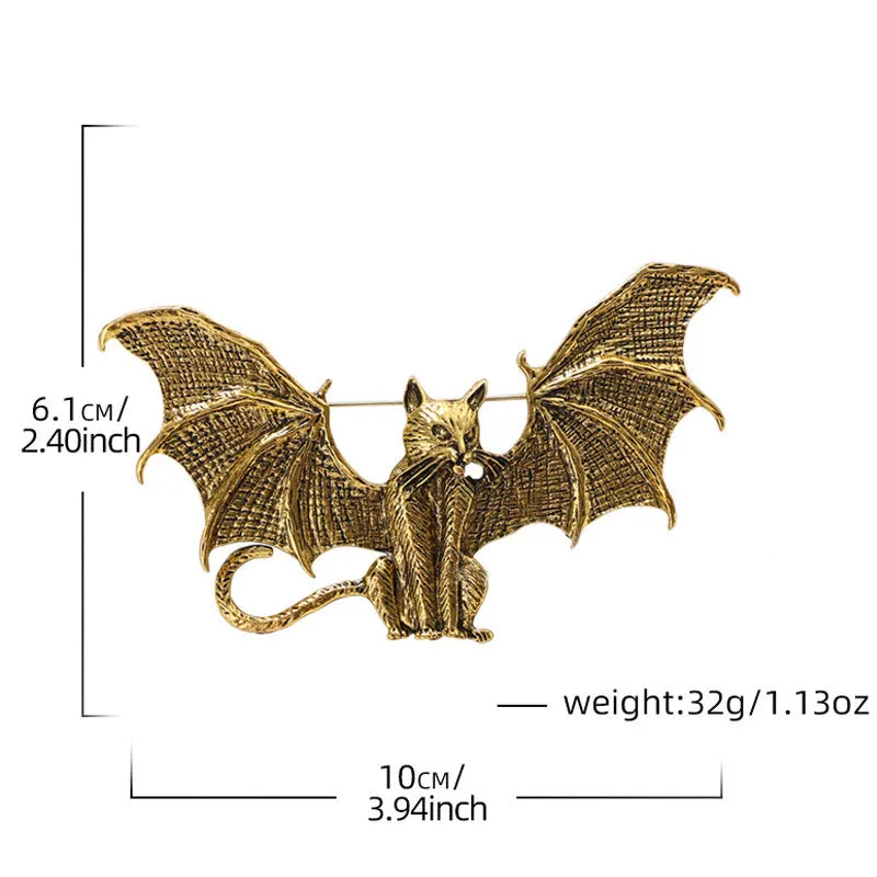 Halloween Gold & Silver Winged Cat Shaped Brooch Accessory sold by FloralTrip product image thumbnail 4