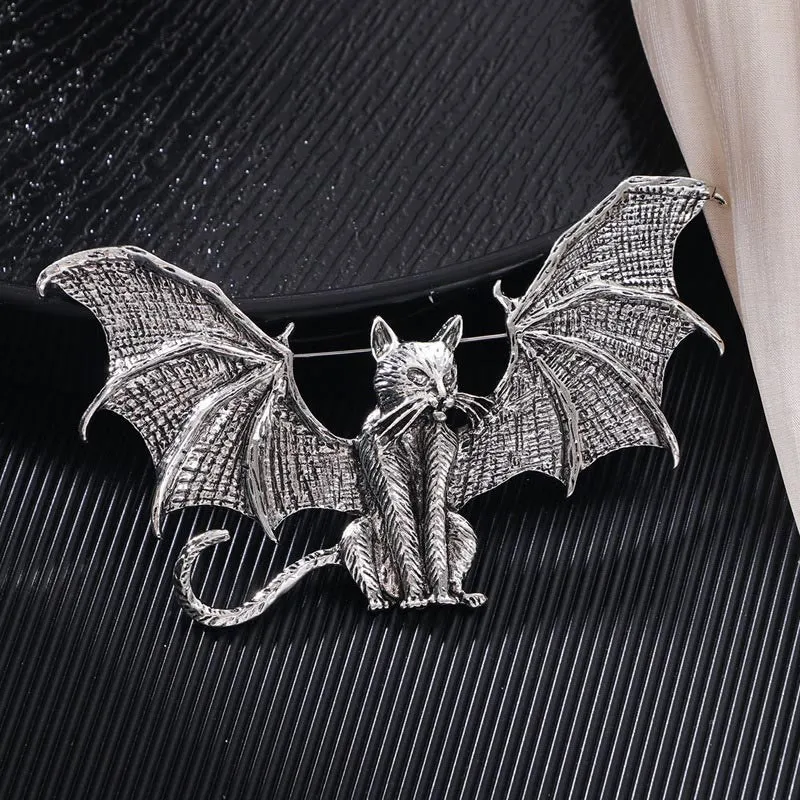 Halloween Gold & Silver Winged Cat Shaped Brooch Accessory sold by FloralTrip product image thumbnail 3