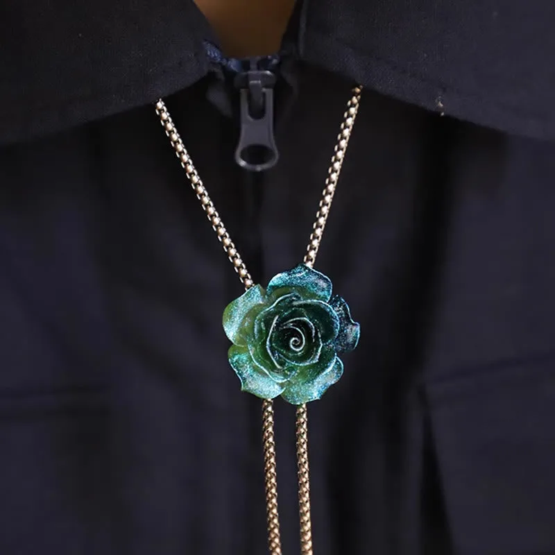 Handmade Micro Flash Gradient Blue Rose Bolo Tie sold by FloralTrip