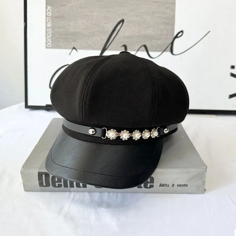Pearl Sunflower Metal Buckle Women's Winter Beret sold by FloralTrip product image thumbnail 4