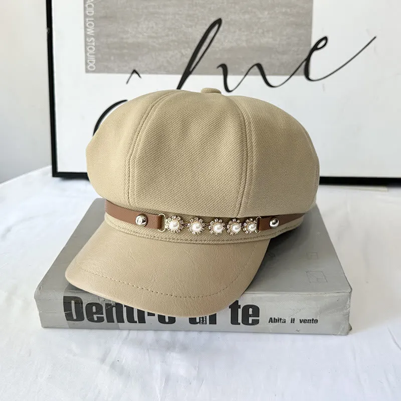 Pearl Sunflower Metal Buckle Women's Winter Beret sold by FloralTrip product image thumbnail 2