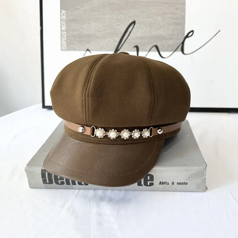 Pearl Sunflower Metal Buckle Women's Winter Beret sold by FloralTrip product image thumbnail 3