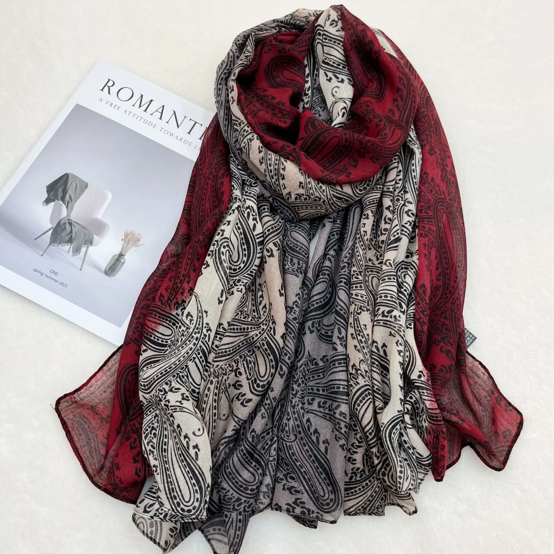 Fashion Sunscreen Color Blocked Women's Shawl Scarf sold by FloralTrip product image thumbnail 4