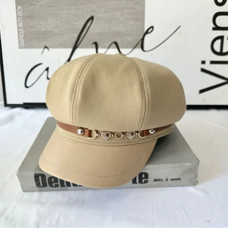 Love Chain Buckle Fashion Women's Winter Beret Hat sold by FloralTrip