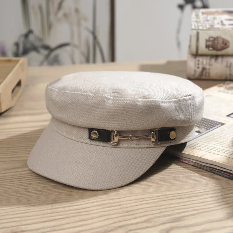 Winter Women's Flat Topped Beret Hat With Brim Buckle sold by FloralTrip