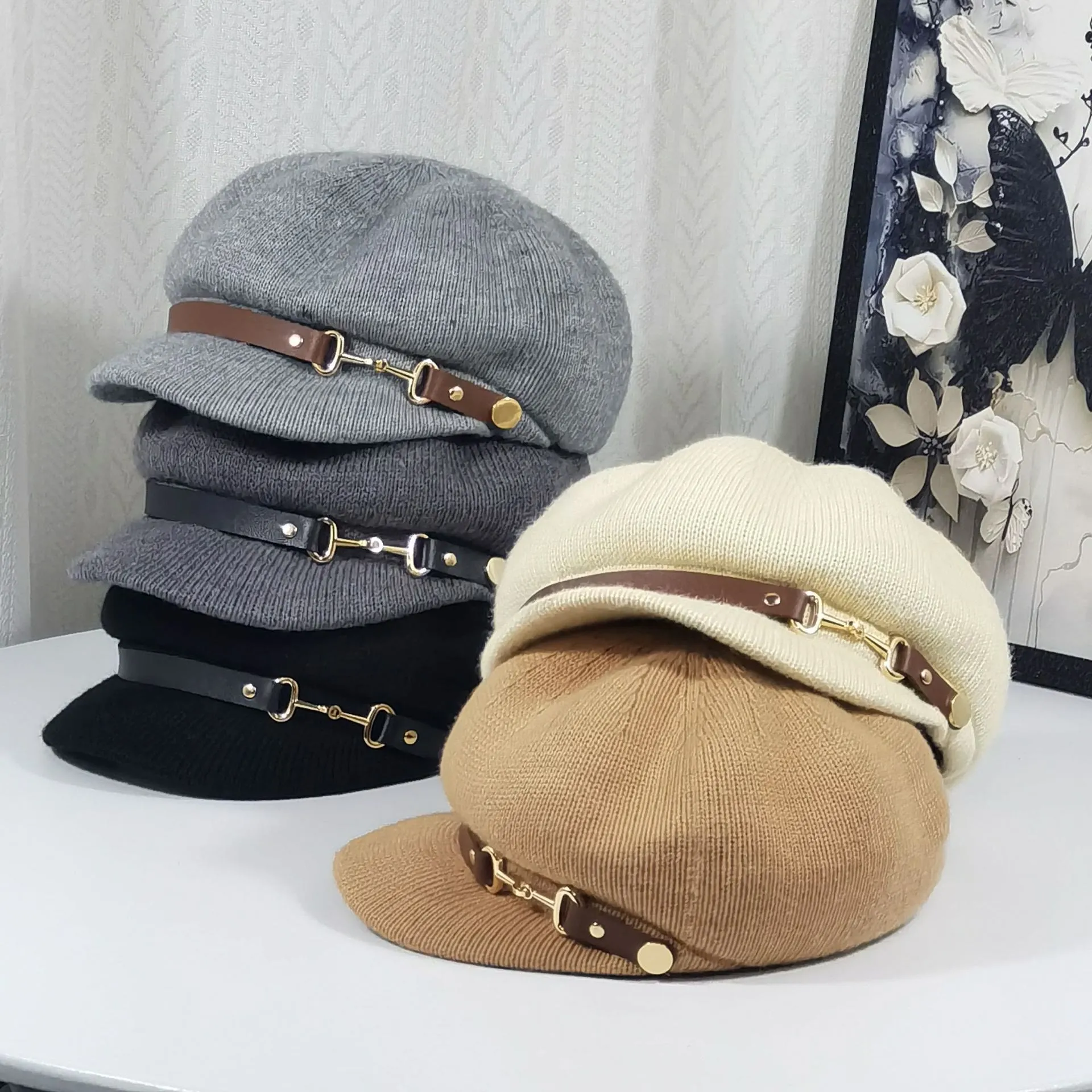 Retro British Style Women's Beret Knitted Hat sold by FloralTrip product image thumbnail 2