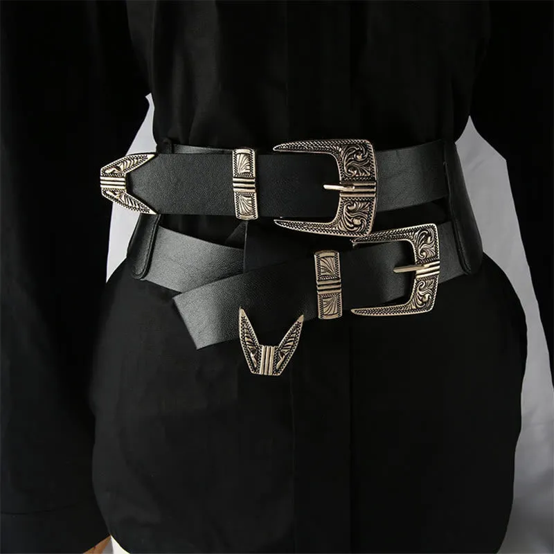 Women's Metal Carved Double Headed Buckle Corset Belt sold by FloralTrip