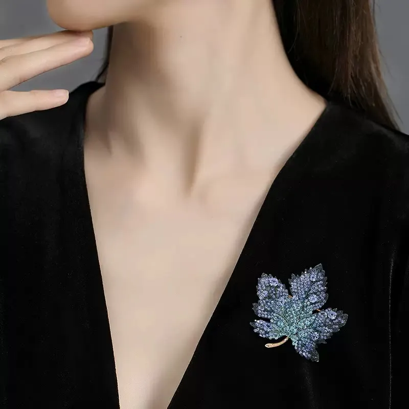 Exquisite Maple Leaf Shaped Crystal Brooch Accessory sold by FloralTrip product image thumbnail 2