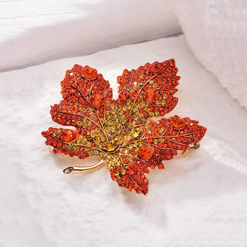Exquisite Maple Leaf Shaped Crystal Brooch Accessory sold by FloralTrip product image thumbnail 4