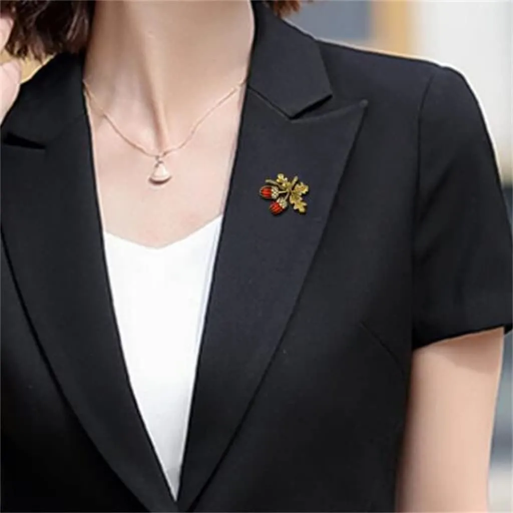 Antique Gold Diamond Studded Hazelnut Metal Brooch sold by FloralTrip product image thumbnail 2