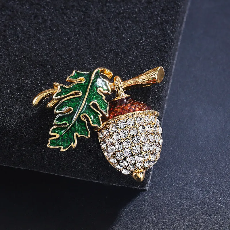Exquisite Autumn Pinecone Diamond Alloy Brooch sold by FloralTrip