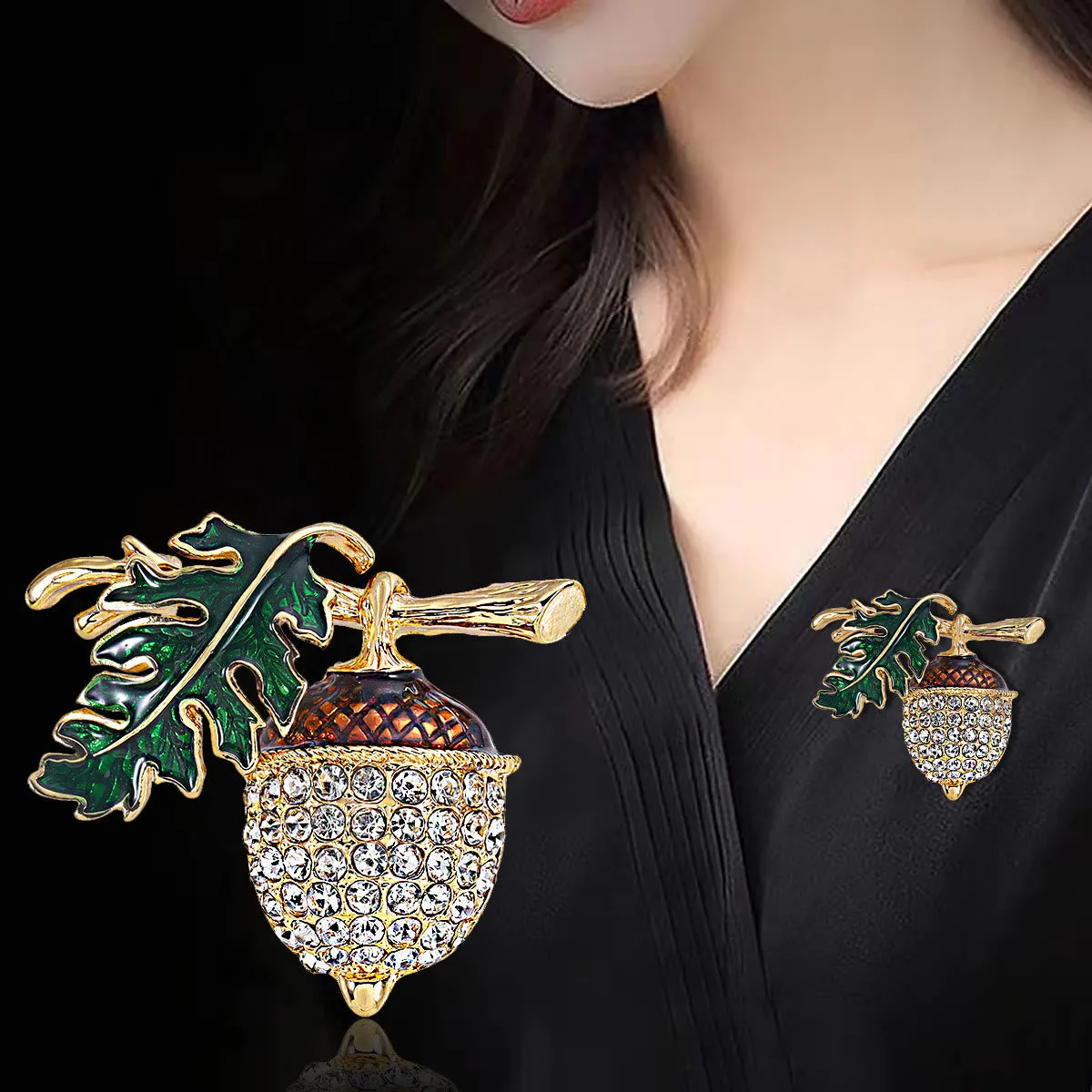 Exquisite Autumn Pinecone Diamond Alloy Brooch sold by FloralTrip product image thumbnail 2