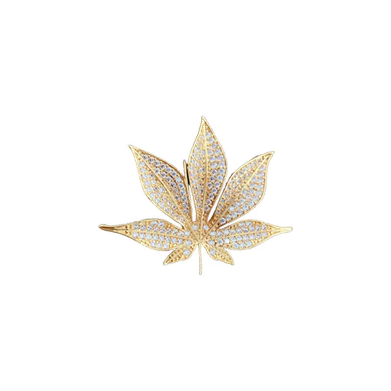 Golden Fashion Zircon Maple Leaf Metal Brooch sold by FloralTrip product image thumbnail 4