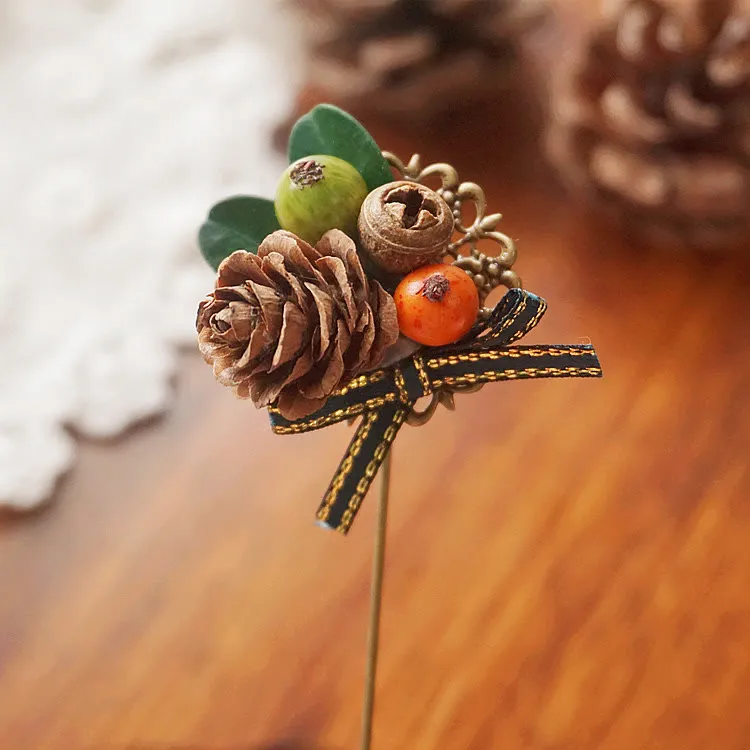 Handmade Creative Berry & Pinecone Strap Brooch sold by FloralTrip