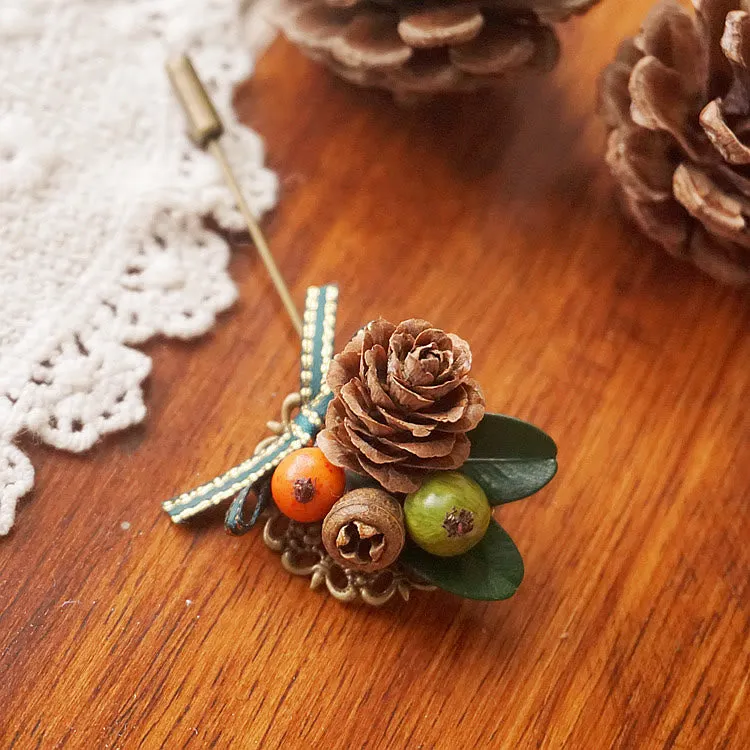 Handmade Creative Berry & Pinecone Strap Brooch sold by FloralTrip product image thumbnail 2