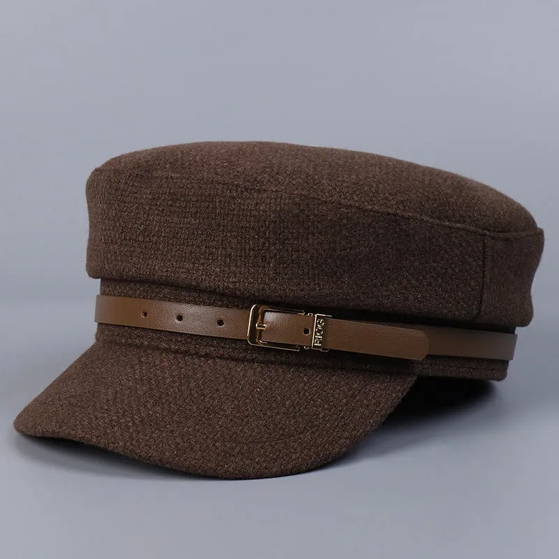 Winter Belt Metal Buckle Flat Top Women's Beret sold by FloralTrip