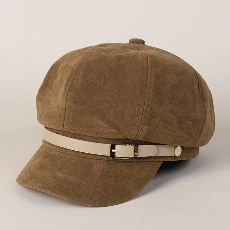 Fashion Solid-Color Winter Women's Beret Hat With Buckle sold by FloralTrip