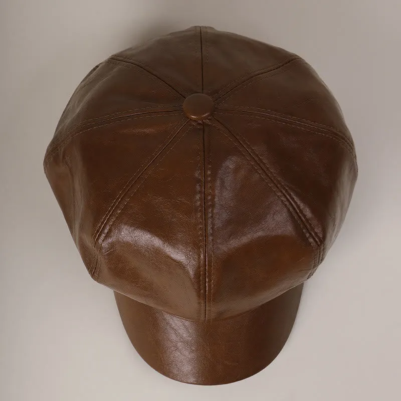Women's Winter Retro Leather Beret Hat sold by FloralTrip product image thumbnail 2