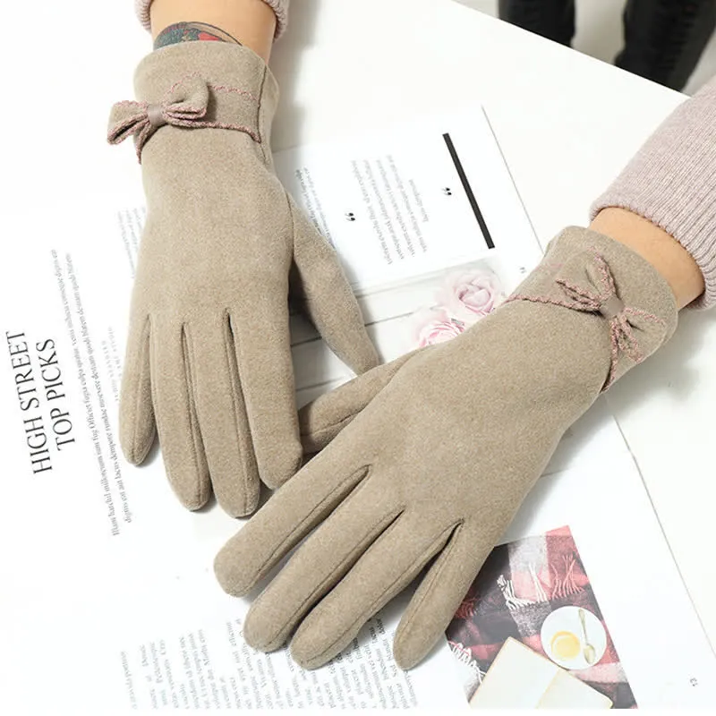 Women's Cute Bow Knot Full Finger Cover Gloves sold by FloralTrip product image thumbnail 2