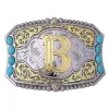 Decorative Turquoise DIY Initial Letter Buckle Leather Belt sold by FloralTrip