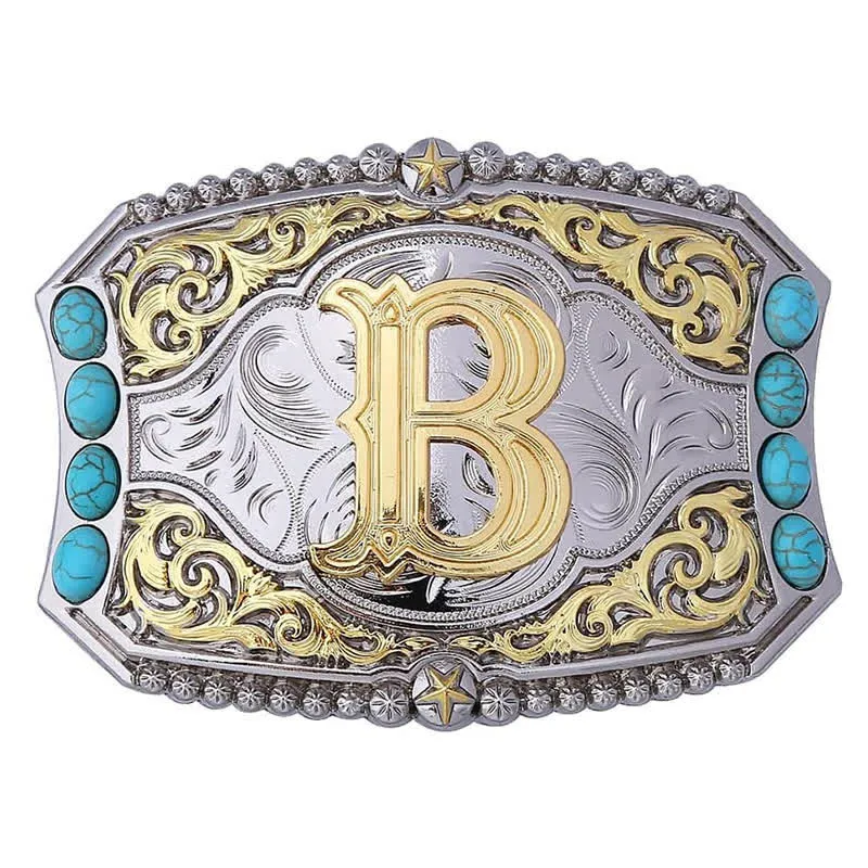 Decorative Turquoise DIY Initial Letter Buckle Leather Belt sold by FloralTrip product image thumbnail 5