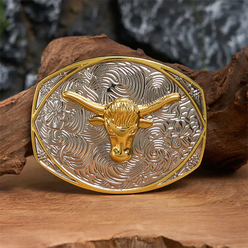 Native Golden DIY Longhorn Head Large Buckle Leather Belt sold by FloralTrip