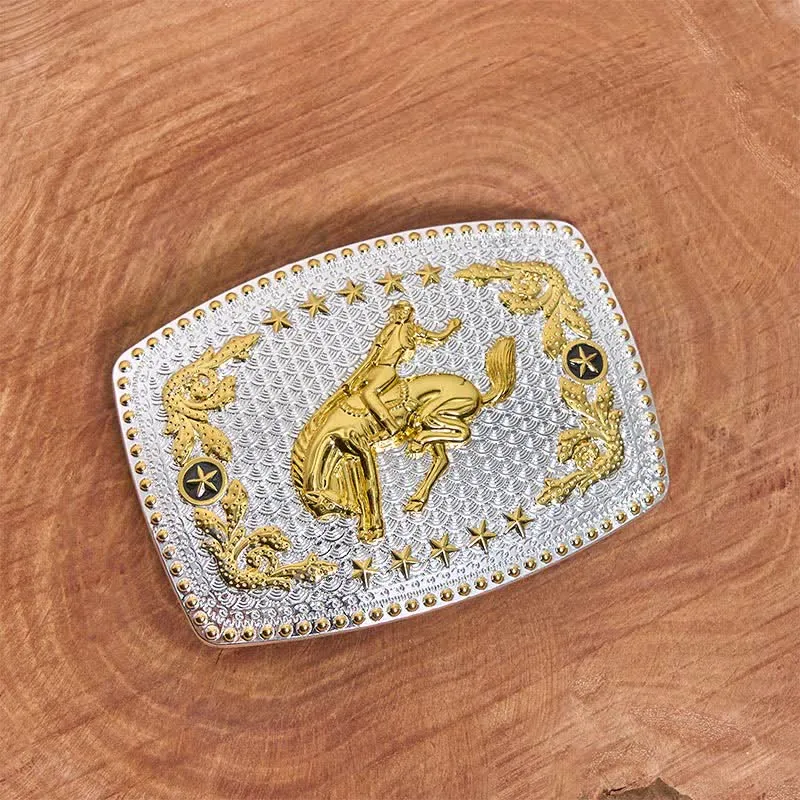 Rectangular DIY Two Tone Horse Riding Large Buckle Leather Belt sold by FloralTrip product image thumbnail 2