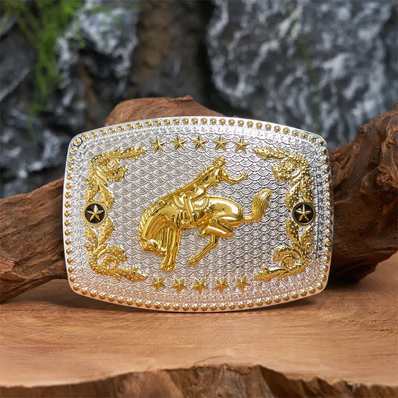 Rectangular DIY Two Tone Horse Riding Large Buckle Leather Belt sold by FloralTrip